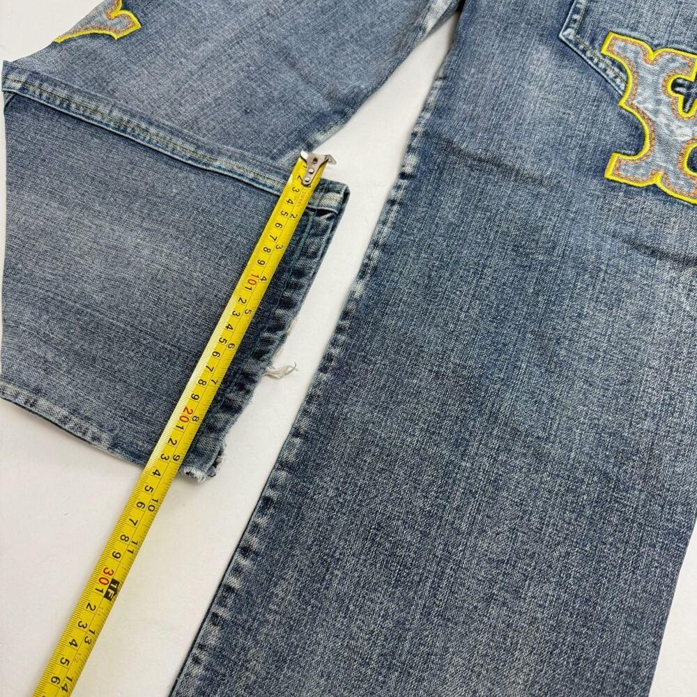 Vintage y2k grunge embroidered rare distressed baggy faded jeans - Picture 4 of 6